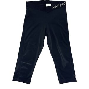 Nike Pro Womens Black Stretch Cropped Capri Athletic Spandex Leggings Size M
